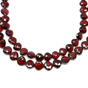 Garnet Faceted Straight Drilled Heart Drops, 8 mm, Rich Color, Garnet Gemstone Beads, (GAR-HRT-8SD)(275)