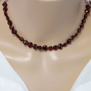 Garnet Faceted Straight Drilled Heart Drops, 8 mm, Rich Color, Garnet Gemstone Beads, (GAR-HRT-8SD)(275)