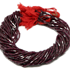 Garnet Faceted Pipe Beads, 3x5 mm, Rich Color, Garnet Gemstone Beads, (GAR-PP-3x5)(276)