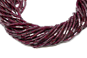 Garnet Faceted Pipe Beads, 3x5 mm, Rich Color, Garnet Gemstone Beads, (GAR-PP-3x5)(276)