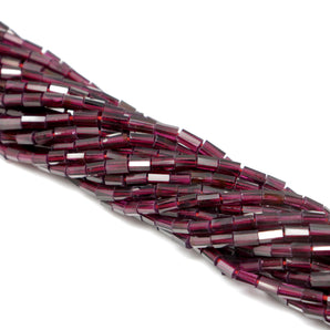 Garnet Faceted Pipe Beads, 3x5 mm, Rich Color, Garnet Gemstone Beads, (GAR-PP-3x5)(276)