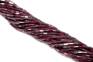 Garnet Faceted Pipe Beads, 3x5 mm, Rich Color, Garnet Gemstone Beads, (GAR-PP-3x5)(276)