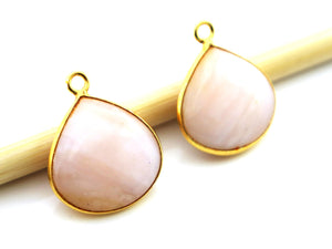 Gold Plated Pink Opal Heart Bezel , 14-15 mm, (BZC-9113) - Beadspoint