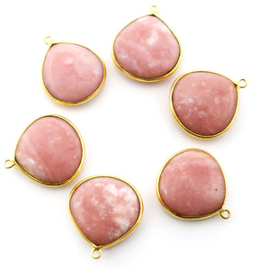 Gold Plated Pink Opal Heart Bezel, 20 mm, (BZC-9114) - Beadspoint