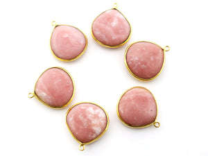 Gold Plated Pink Opal Heart Bezel, 20 mm, (BZC-9114) - Beadspoint