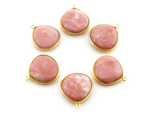 Gold Plated Pink Opal Heart Bezel, 20 mm, (BZC-9114) - Beadspoint