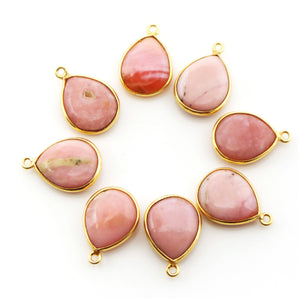 Gold Plated Pink Opal Pear Shape Bezel, 16x13 mm, (BZC-9115) - Beadspoint