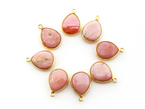 Gold Plated Pink Opal Pear Shape Bezel, 16x13 mm, (BZC-9115) - Beadspoint