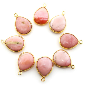 Gold Plated Pink Opal Pear Shape Bezel, 16x13 mm, (BZC-9115) - Beadspoint