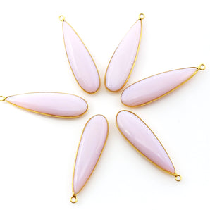 Gold Plated Pink Opal Smooth Long Pear Shape Bezel, 40x12 mm, (BZC-9244) - Beadspoint