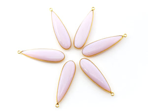 Gold Plated Pink Opal Smooth Long Pear Shape Bezel, 40x12 mm, (BZC-9244) - Beadspoint