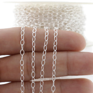 Sterling Silver Medium Weight Oval Cable Chain 4x2.5 mm, (SS-033)
