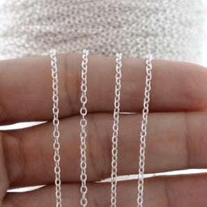 Sterling Silver Textured Pattern Cable Chain, 2.3x1.9 mm Links, (SS-36)