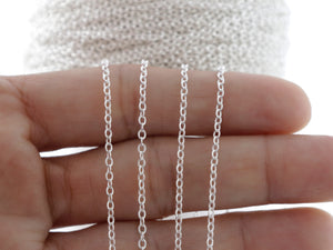 Sterling Silver Textured Pattern Cable Chain, 2.3x1.9 mm Links, (SS-36)