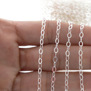 Sterling Silver Flat Oval Cable Chain, 2.6x4 mm, (SS-085)