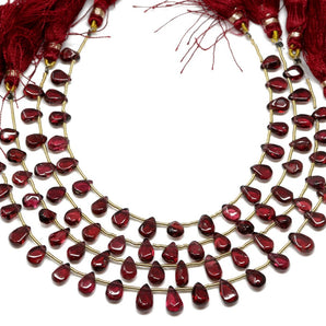 Garnet Smooth Pear Drops, 4x9 mm, Rich Color, Garnet Gemstone Beads, (GAR-SPR-4x9)(278)