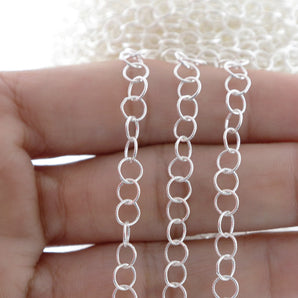 Sterling Silver Round Textured Cable Chain, 4.5 mm, (SS-89)