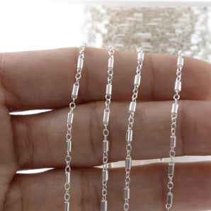Sterling Silver Cylindrical Bar and link Chain, 3x1 mm, (SS-100)