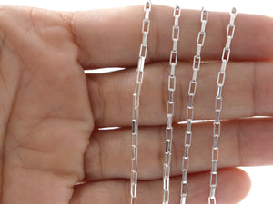 Sterling Silver Elongated Box Chain, 1.6 mm, (SS-135)