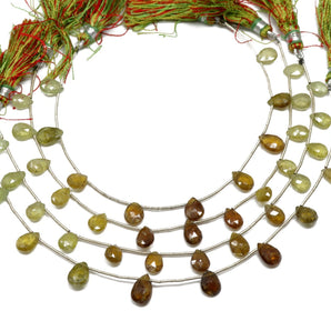 Green Grossular Garnet Faceted Pear Drops, 7x9-8x10 mm, Rich Color, Garnet Gemstone Beads, (GRG-PR-6x9-7x10)(280)