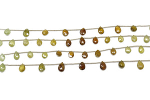 Green Grossular Garnet Faceted Pear Drops, 7x9-8x10 mm, Rich Color, Garnet Gemstone Beads, (GRG-PR-6x9-7x10)(280)