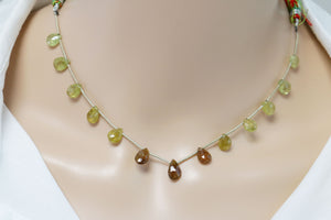 Green Grossular Garnet Faceted Pear Drops, 7x9-8x10 mm, Rich Color, Garnet Gemstone Beads, (GRG-PR-6x9-7x10)(280)