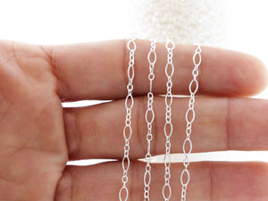 Sterling Silver Textured Pattern Long and Short Cable Chain, (SS-008)