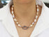 Silk Hand Knotted Keshi Pearl  Necklace w/ Pave Diamond Oval Carabiner Clasp, (DCHN-40)