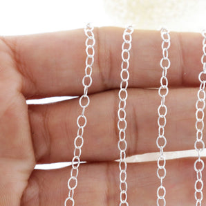 Sterling Silver Textured Pattern Oval Cable Chain, ( SS-015A)