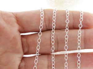 Sterling Silver Textured Pattern Oval Cable Chain, ( SS-015A)