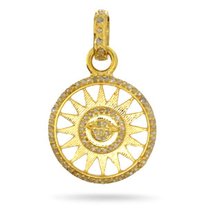 Pave Diamond Sun Pendant with Saturn Center, (DPS-168)
