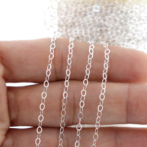 Sterling Silver Petite Flat Oval Cable Chain, 3x2.8 mm, (SS-034)