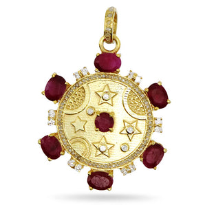 Pave Diamond Star Ruby Pendant, (DPL-2468)