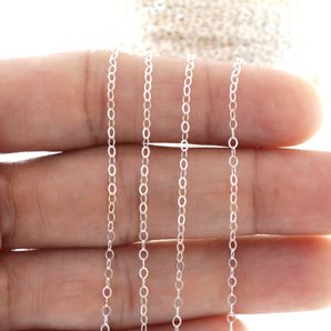 Sterling Silver Petite Flat Oval Cable Chain, 2x1.3 mm, (SS-039)