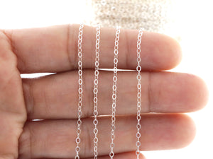 Sterling Silver Petite Flat Oval Cable Chain, 2x1.3 mm, (SS-039)
