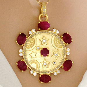 Pave Diamond Star Ruby Pendant, (DPL-2468)