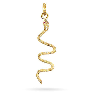 Pave Diamond Snake Pendant w/ Ruby Eyes, (DPL-2467)