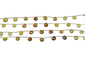 Green Grossular Garnet Faceted Heart Drops, 7-8 mm, Rich Color, Garnet Gemstone Beads, (GRG-HRT-7-8HRT)(282)
