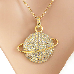 Pave Diamond Saturn Pendant, (DPM-1220)