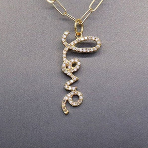 14k Solid Gold & Diamond Love Charm, (14K-DCH-807)