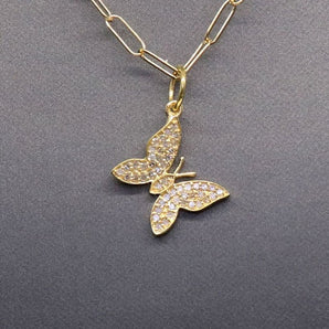 14k Solid Gold & Diamond Butterfly Charm, (14K-DCH-808)