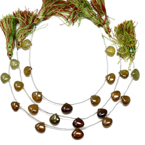 Green Grossular Garnet Smooth Heart Drops, 10 mm, Rich Color, Garnet Gemstone Beads, (GRG-HRT-10S)(283)