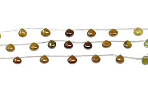 Green Grossular Garnet Smooth Heart Drops, 10 mm, Rich Color, Garnet Gemstone Beads, (GRG-HRT-10S)(283)