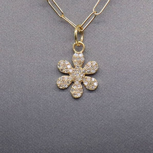 14k Solid Gold & Diamond Cherry Blossom Charm, (14K-DCH-810)