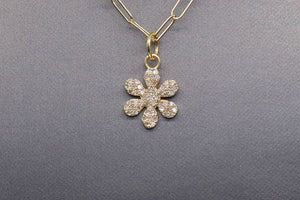 14k Solid Gold & Diamond Cherry Blossom Charm, (14K-DCH-810)