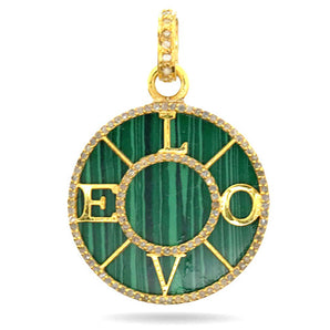 Pave Diamond & Malachite/ Black Onyx/ Lapis Love Pendant, (DPM-1215)