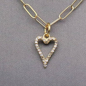 14k Solid Gold & Diamond Heart Pendant,  (14K-DP-142)