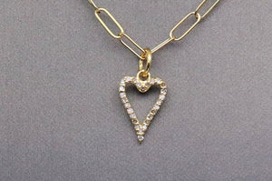 14k Solid Gold & Diamond Heart Charm, (14K-DCH-811)