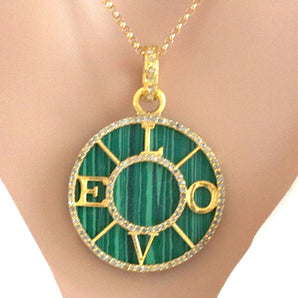 Pave Diamond & Malachite/ Black Onyx/ Lapis Love Pendant, (DPM-1215)