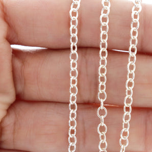 Sterling Silver Heavy Weight Oval Cable Chain, 3x2.8 mm, (SS-061)